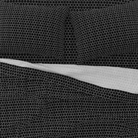 pamučni listovi, kralj set - crni bijeli šesterokutni košnica geometrijski minimalistički print