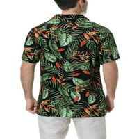 HAITE muškarci cvjetni print boho vrhovi labavi okretni ovratnik majica za odmor Ispirana rever mreža