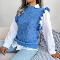 Amidoa ženski V-izrez Čvrsti gljivični gljivični džemper ležeran modni modni bez rukava jaknu za jaknu