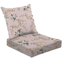 Dvodijelni jastuk za sjedenje za sjedenje ručno izvučeno apstraktno ditsy cvijeće Bespremljeno crveno