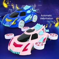 Temacd Kids igračka univerzalna rotirajući auto-proširene kotače stepeni za rotaciju živopisnog izvrsnog svjetlosnog transformiranog igračaka za igranje automobila, ružičasta