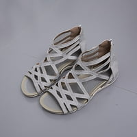 Sandale za žene - Rimsko ravni dno 0pen kaiš na otvorenom ženske sandale sive veličine 7,5