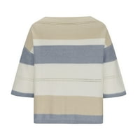 Pulover džemperi za žene, ženski slatki pad boja blok prugasti džemperi lagani udobni džemperi s rukavima