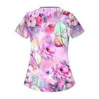 APEPAL Ženska moda Mala cvjetna tiskana ujednačena kombinezona košulja kože dvostruke džepne majice