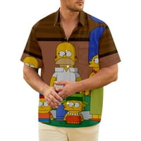 Simpson tipka za ispis niz majicu kratkih rukava, muške havajske bluze svijetle boje uzorak muške košulje