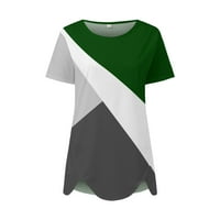 Ženska modna ležerna temperamenta okrugli vrat labav tisak majica s kratkim rukavima Top zelena s