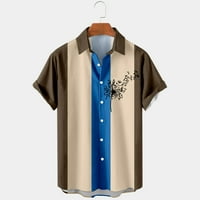 Advoicd muško ljetni havaji, casual music print labava majica kratki rukav Isključite košulju ogrlica