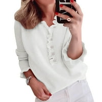 Žene Cardigan ženski džemperi CARDIGAN Trendi s dugim rukavima bijeli s