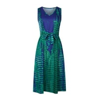 Ljetne haljine Ženski modni casual bez rukava s rukavima s kratkim trakom bez rukava Maxi haljina zelena l