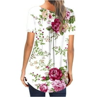 Labava majica za žene Trendy tiskane kratke rukave za bluzu u okruglom vratu Ležerne vrhove na prodaju