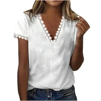 Zermoge Womens Ladies Plus size T-majice vrhovi bluze, ženska ležerna modna ljetna majica V-izrez Slijede