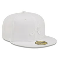 Muška nova era Atlanta Hrabro bijela na bijelom 59Fifty ugrađenom šeširu