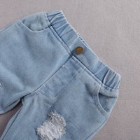 Asashitenel novorođenčad djevojčice ljetna odjeća set čipka šuplje rub rukavce + ripping patchwork traperice