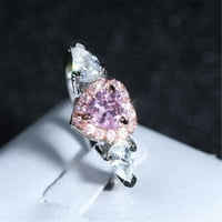 Voss Pink breskve srčane kandže postavlja cirkon novost prsten za prsten za vodu dijamantski ženski