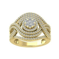 Araiya 14k žuti zlatni dijamantni koktel prsten za žene, veličine 6.5