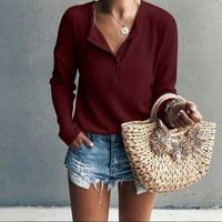 DETDTPE džemperi za žene, pletene tunike vrhovi labavi gumb u V V izrez košulje Žene dugih rukava Ženski