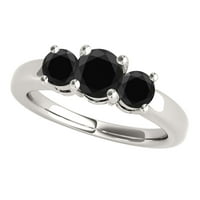 Mauli dragulji za angažman prstenje za žene 0. Karatni kamen crni dijamantni prsten za enagement prstenasto-podešavanje