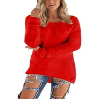 Ženski puhački džemper dugi rukav vrhovi srednjeg duljine košulje od punog u boji Ležerne prilike salona