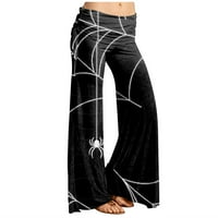 SKSLOEG Womens Halloween Pajamas Halloween Halloween High Struk naborane hlače sa širokim nogama Lounge