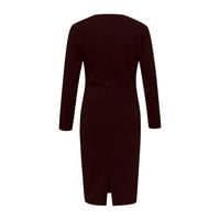 Haljina Moda New Benchmark Himeway Dame Fashion Dugi rukav V-izključak Čvrsta boja Split pakiranje kukova