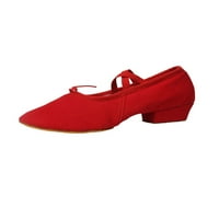 Zodanni djevojke i dječaci pumpe okrugle cipele za cipele na plesu na plesnu cipelu praksa Ballroom casual Chunky Heel Red- 12C