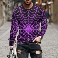 Muški Halloween T-majice Trendy 3D pauk web grafički pulover dugih rukava Ležerne prilike okrugli vrat