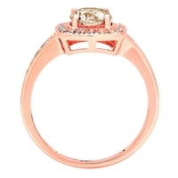 1. CT Sjajan okrugli rez Clear Simulirani dijamant 18k Rose Gold Halo Solitaire sa Accentima prstenom
