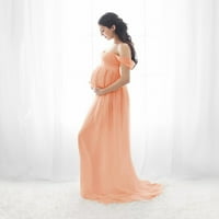 Rewenti žene izvan ramena trudnoce seksi fotografija ruffled sestringe dugačka haljina bijela m
