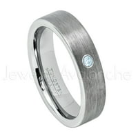 Cijevni rez volfram Prsten - 0,07ct Solitaire Topaz prsten - Personalizirani vjenčani prsten Tungsten