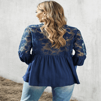 Jesen bluza za žene V izrez čipkaste patchwork bluza s-2xl