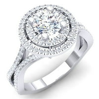 DazzlingRock kolekcija 1. Carat 14k okrugli bijeli kubični cirkonij Bridal Halo Angažman prsten, bijelo