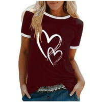 Olyvenn ženske tuničke T-majice Flowy Tops Ljetni modni trendi kratkih rukava Tees Love Heart Print