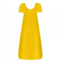 Rejlun Ženski sušari džepovi Maxi haljine V izrez Tunika haljina havajska kaftana žuta 5xl