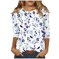 Ženski vrhovi novih dužina rukava okrugla vrat casual cvjetna tiskana majica modna bluza