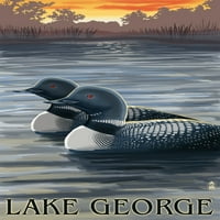 Jezero George, New York, looni na zalasku sunca