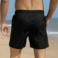 Muški casual Brze suhe kratke hlače Čvrsto print Plažni kratke hlače Black XL