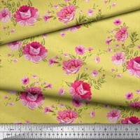 Soimoi pamučna kambrična tkaninska od listova, ruža i božuna cvjetna tiskana tkanina od dvorišta široka
