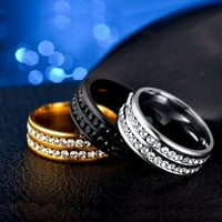 Simu nehrđajući čelični prstenovi za muškarce Žene Titanijum čelik Dvostruki dijamantni prsten Korejski stil modni dijamantni par od nehrđajućeg čelika za žene svakodnevni prsten za žene minimalistički personalizirani nakit