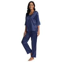 Ženska Silk Satin Pajamas Loungeward Dvodijelna kupaonica PJ set plava tag xxl 14