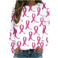 Ženska ružičasta vrpca oktobar Duks svijesti o raku dojke - Crewneck Dugi rukav pulover s dugim rukavima