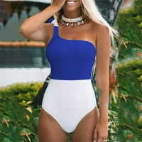 Kupaći kostimi za žene, žene kupaći kostimi blok u boji jednodijelni kupaći kostim jedno rame Bowknot