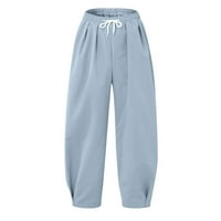 Muške harem hlače modna puna boja pamučna posteljina od labavca elastična labava casual joggers pantalone