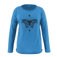 Ženska ležerna print O-izrez Labavi majica dugih rukava Top bluza pulover hot6sl868093