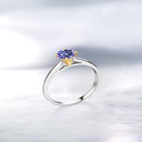 Gem Stone King 0. CT okrugli plavi Mystic Topaz srebrni prsten sa 10k žutom zlatnom prstenu