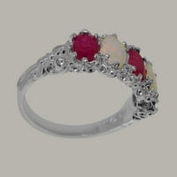 Britanci napravio 9k bijelo zlato prirodno rubin i opal ženski vječni prsten - Opcije veličine - veličine