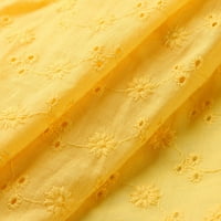 Gotyou haljina Ženska haljina od punog vrata čipka šuplje odljeva rukave srednje haljine žute l