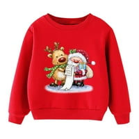 Toddler Kids Boys Devojke Duksevi Božićni crtani tiskani O-izrez Dugih rukava Top pulover Labavi Ležerne
