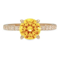 1.71ct okrugli rez žuti prirodni citrinski 18k žuti zlatni godišnjički angažman prsten veličine 10.5