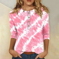 Majice za žene za žene Grafički rukav Dame Ležerne majice V Trendi vrhovi Radni bluze Modni ružičasti