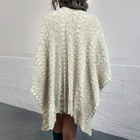 Ženski labavi šal sa pokrivačem za žene Dame Crochet Open Plit Fringe Cape Shawl džemper Cardigan Sheer
